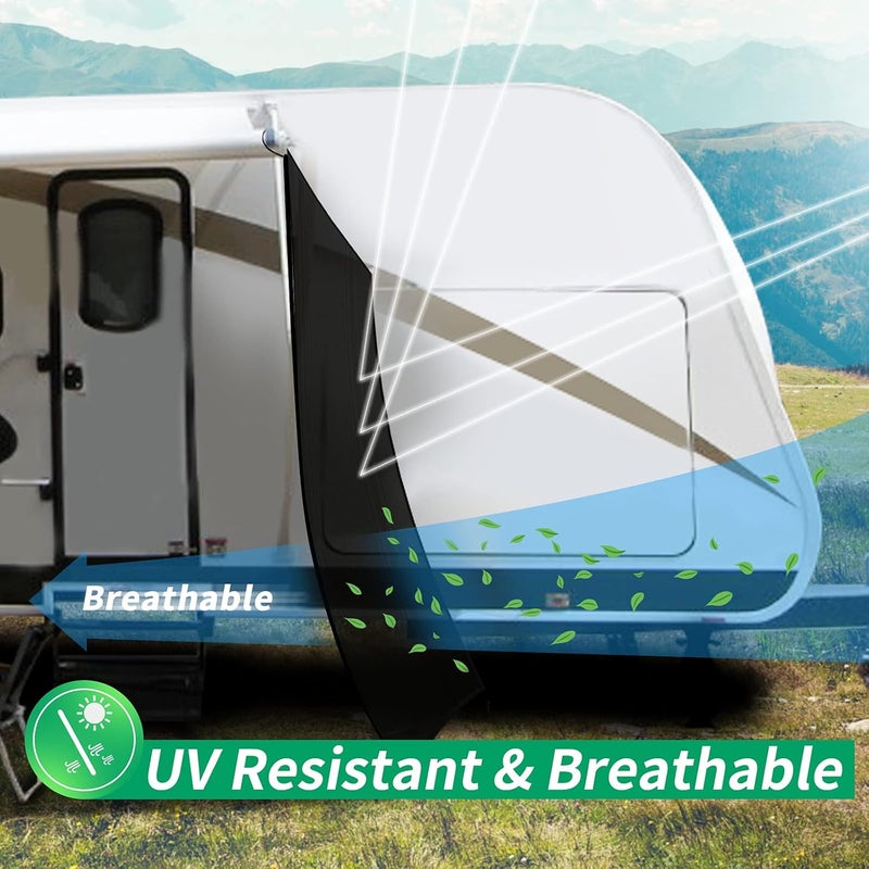 RVINGPRO RV Awning Side Shade Screen 9'x 7' Breathabe Black Mesh Sunshade for Camper Trailer Canopy, UV Sun Blocker Complete Kits - Image 5